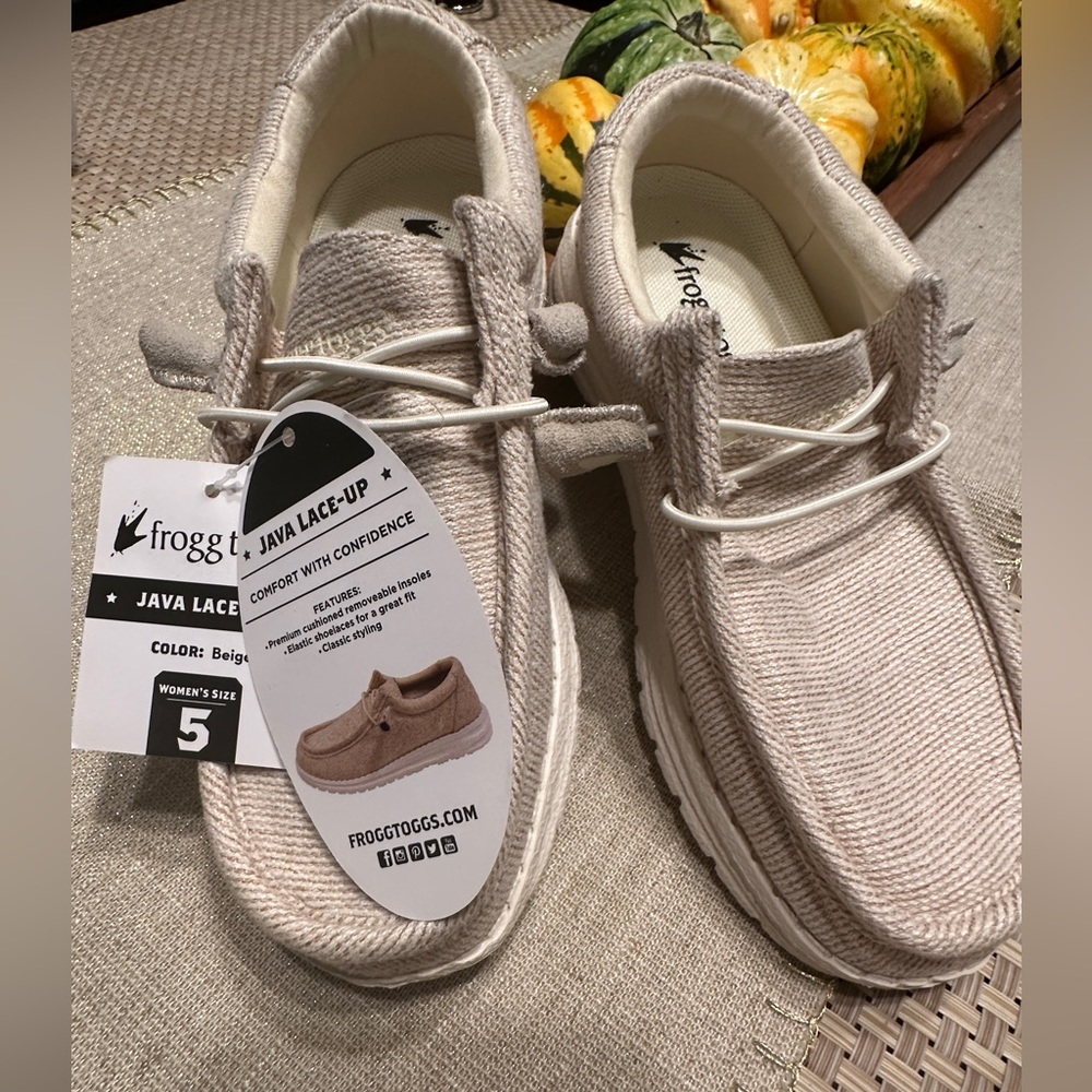 Frogg Togg Women’s shoes. Beige. Size 5   New with Tags. Slip on.